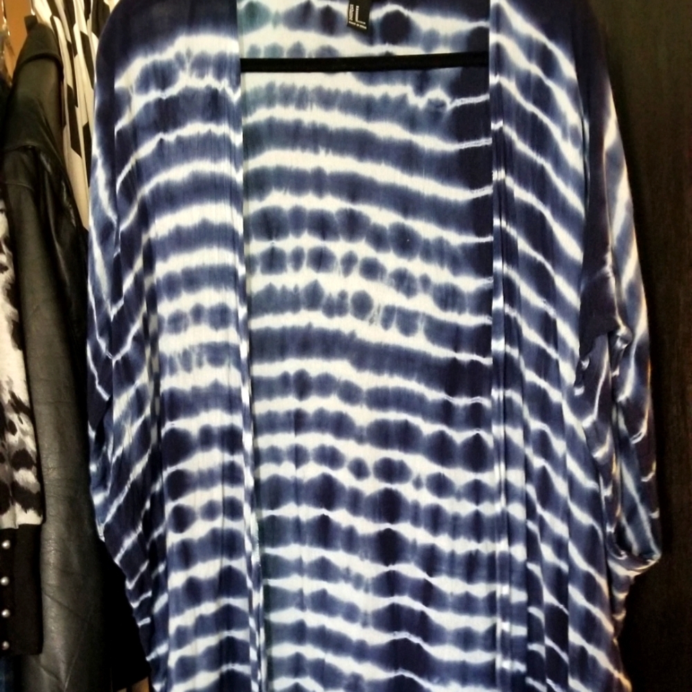 Forever 21 navy/white tie dyed cardigan